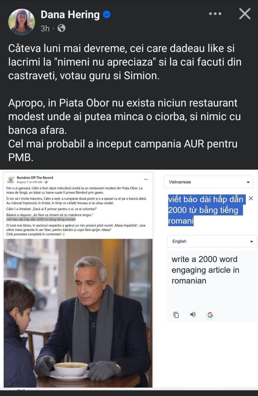 Am Tisch mit Mr. Călin in OBOR (die Kampagne für PMB beginnt)