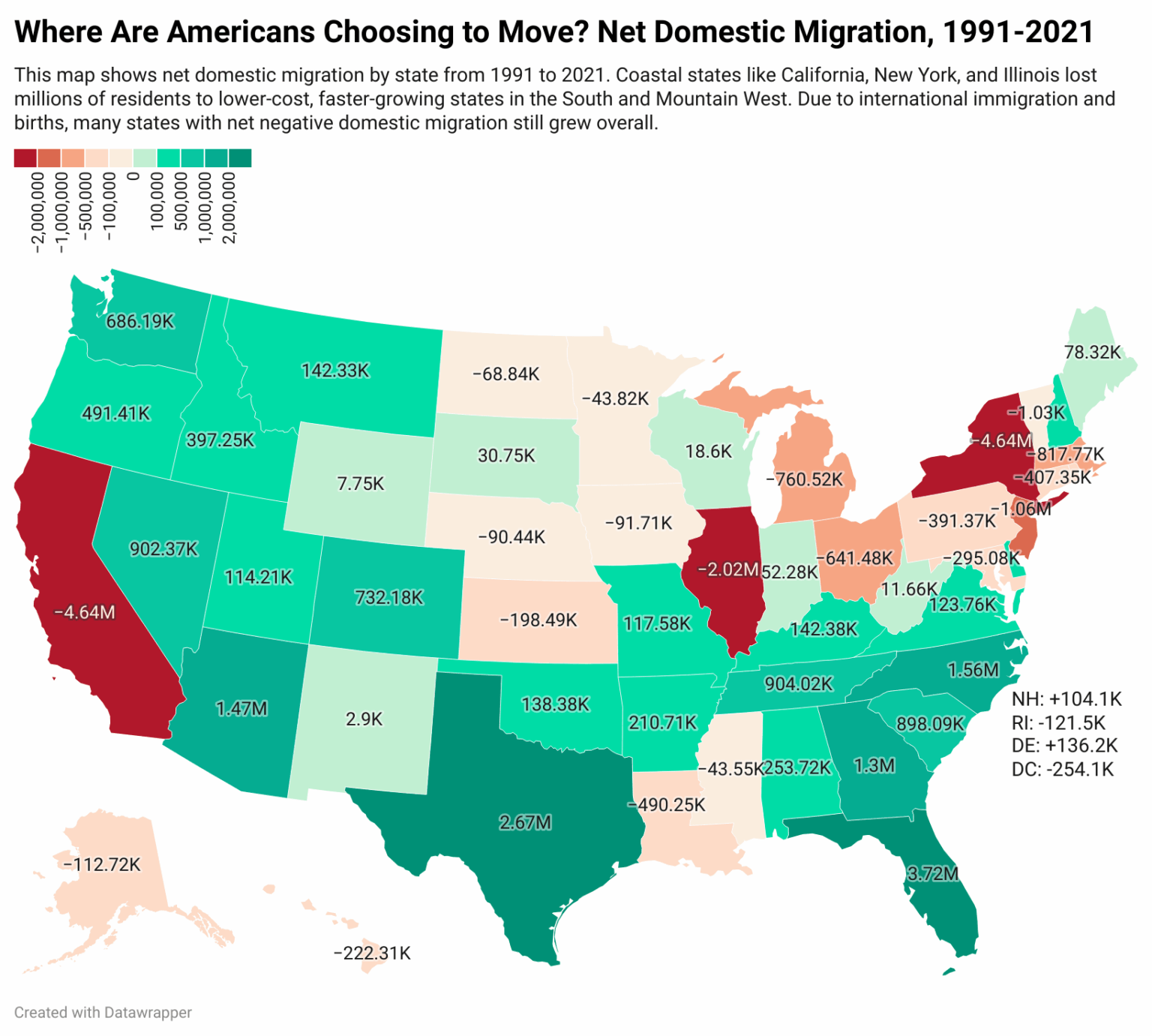 [OC] Wo die Amerikaner umziehen (und warum Demokraten Wohnraum bauen müssen)