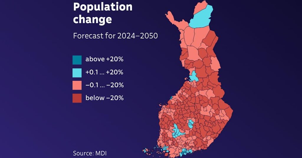 Die schnell abnehmende Bevölkerungsvorhersage malt ein düsteres Bild für die Zukunft Finnlands