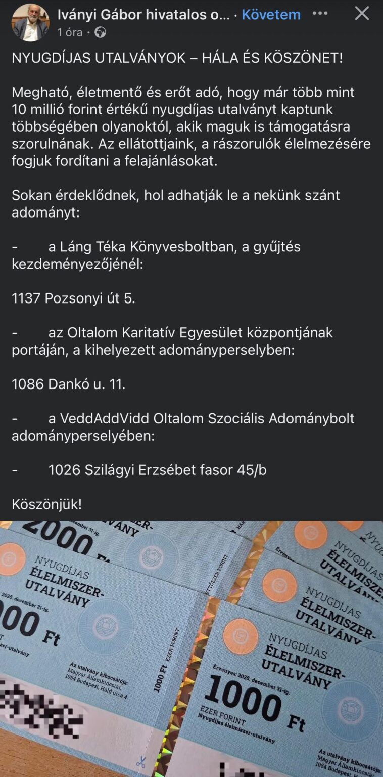 Gábor Iványi erhielt Spenden in Höhe von mehr als 10 Millionen US -Dollar von den Gutscheinen