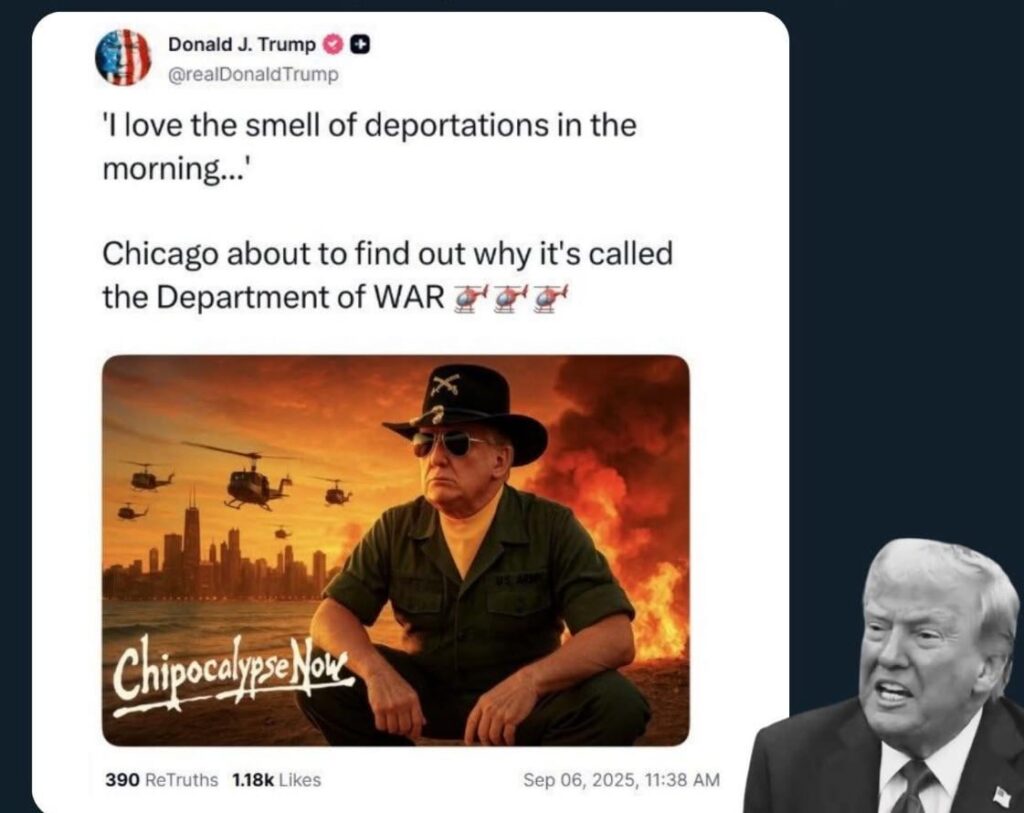 Trump schwankte eine feine Linie über nur Krieg gegen Chicago