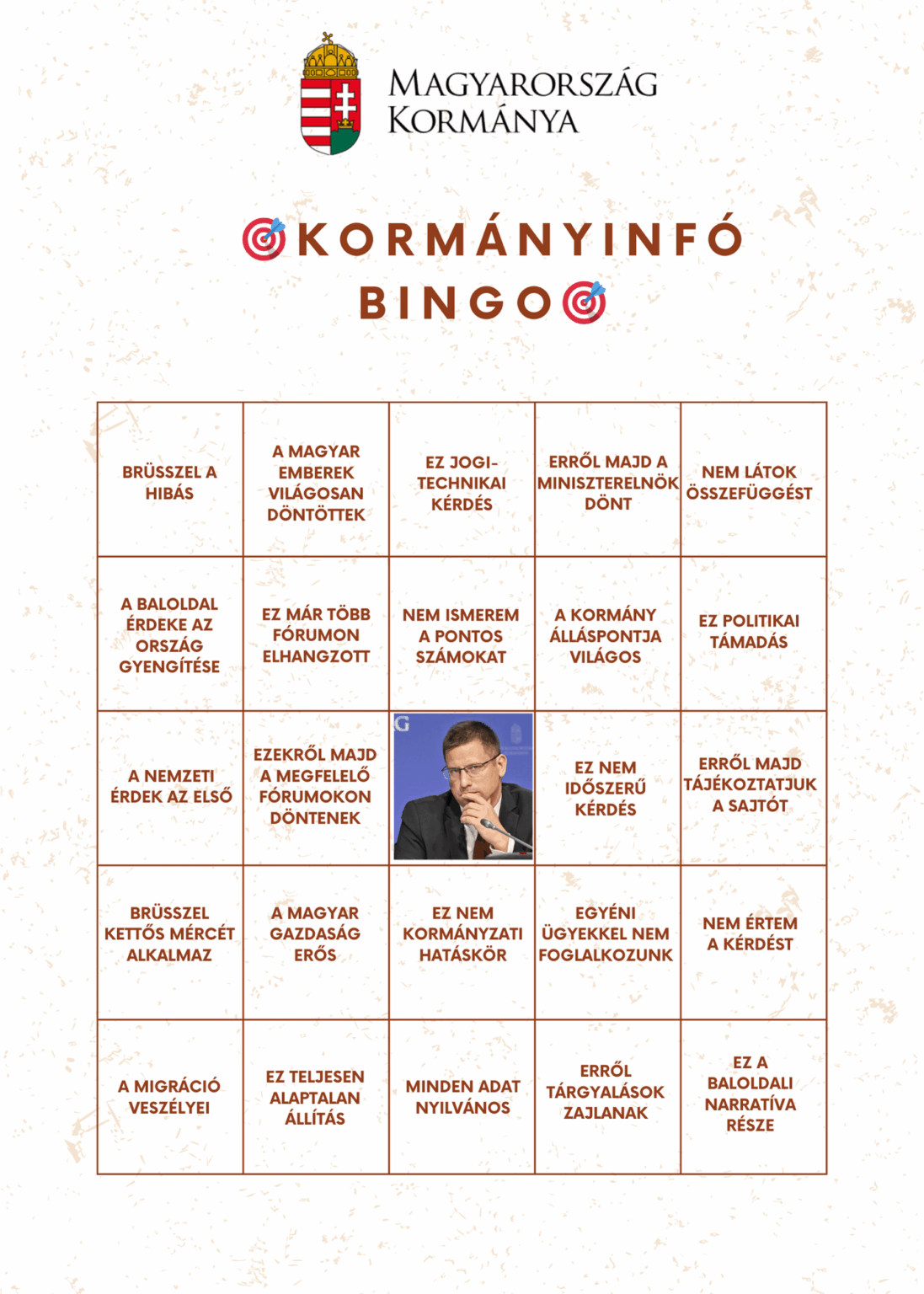 Bingo zu morgigen Regierungsinformationen