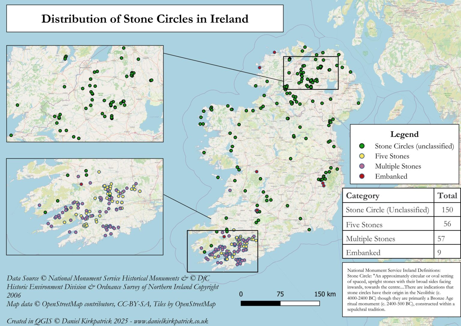 [OC] Verteilung von Steinkreisen in Irland