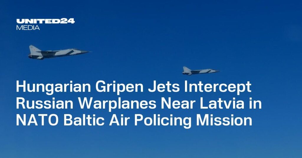 Ungarische Gripen -Jets schneiden russische Kampfflugzeuge in der Nähe von Lettland in der NATO -Baltic Air Policing Mission ab Ungarische Gripen -Jets schneiden russische Kampfflugzeuge in der Nähe von Lettland in der NATO -Baltic Air Policing Mission ab
