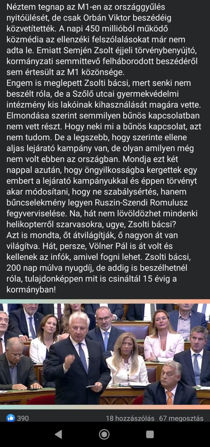 Ist Semjéns Rede auf M1 nicht untergegangen? Ist Semjéns Rede auf M1 nicht untergegangen?