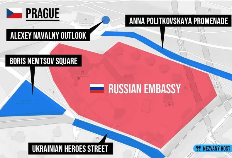 Die Straßennamen rund um die russische Botschaft in Prag machen mich stolz darauf, tschechisch zu sein.