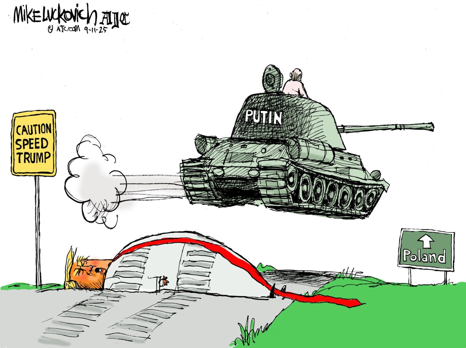 "Achtungsgeschwindigkeitsbeule" von Mike Luckovich für die Verfassung von Atlanta