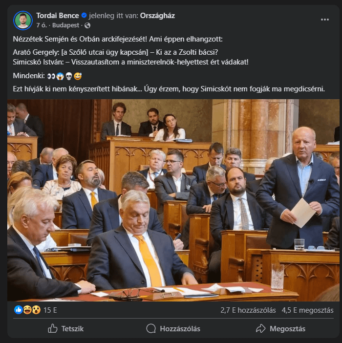 Gergely Arató: [a Szőlő utcai ügy kapcsán] - Wer ist Onkel Zsloli? ISTVán Simicskó: Ich lehne die Anschuldigungen des stellvertretenden Premierministers ab!