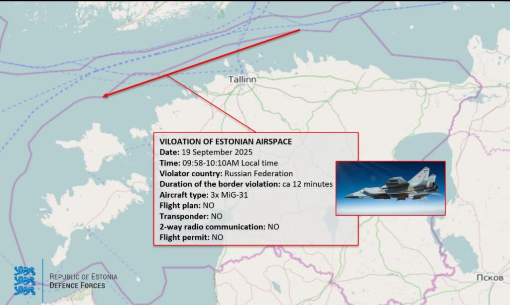 Die drei russischen Kampfflugzeuge verbrachten 12 Minuten im NATO -Luftraum und waren zuerst von Finnisch und dann von italienischen Kampfflugzeugen von beiden Seiten des Golfs von Finnland getroffen