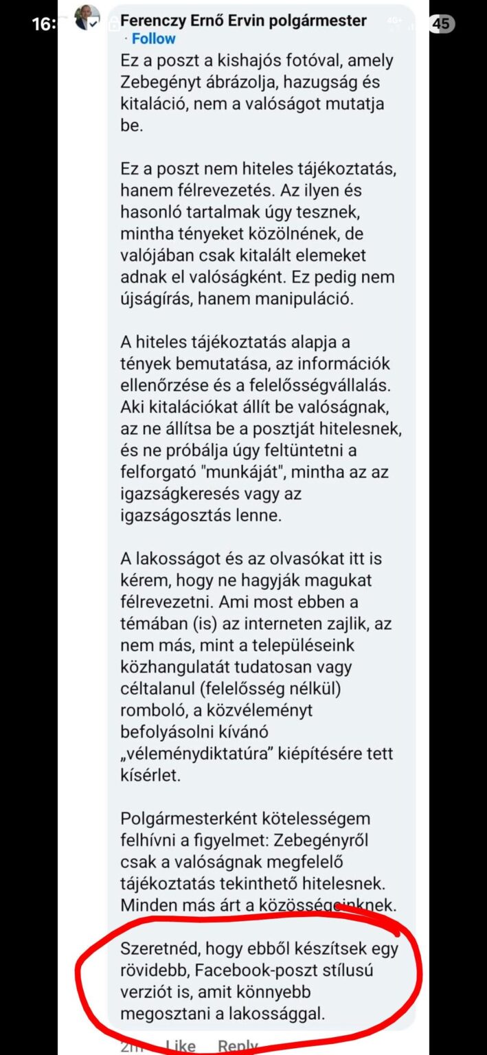 Authentische Informationen des Bürgermeisters: D.