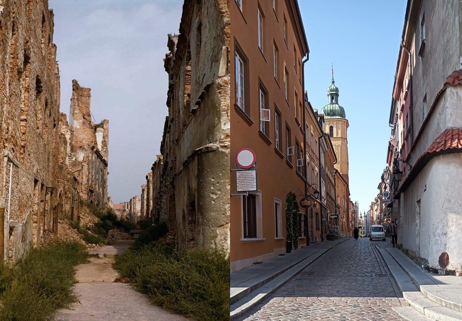 Warschau, Polen - 1947 und heute