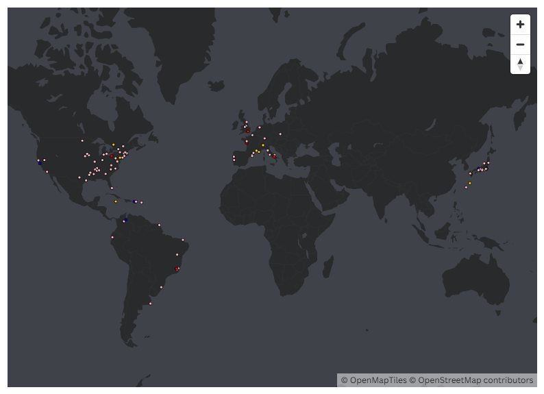 [OC] (Interaktive) geografische Verteilung der 100 ältesten Menschen in der Geschichte