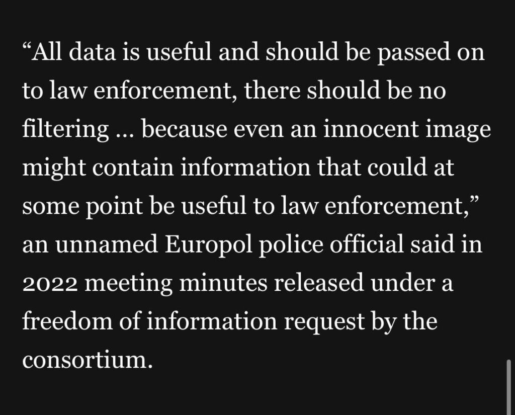 Europol sagte, die Chatkontrolle geht nicht weit genug. Sie wollen alle Daten aller Bürger für immer behalten [Washington Post source in comment]