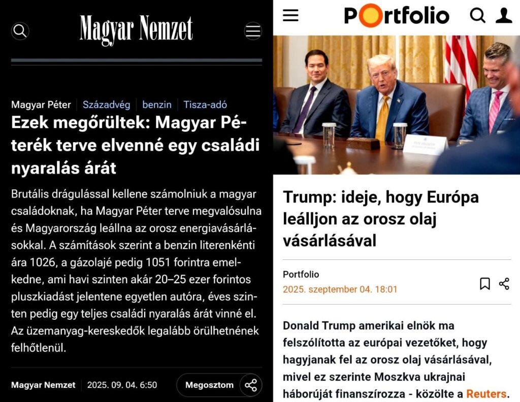 Beide Artikel sind heute. Ich freue mich über die Offenbarungen von Fidesz -Propaganda, dass Peter Magyar ein Mann von Donald Trump ist.