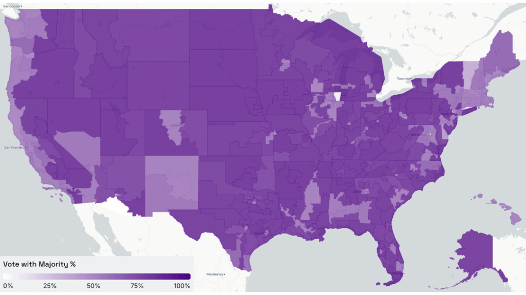 [OC] - Wie oft stimmen US House Reps mit der Mehrheit ab? Heatmap % + Party -Leiden
