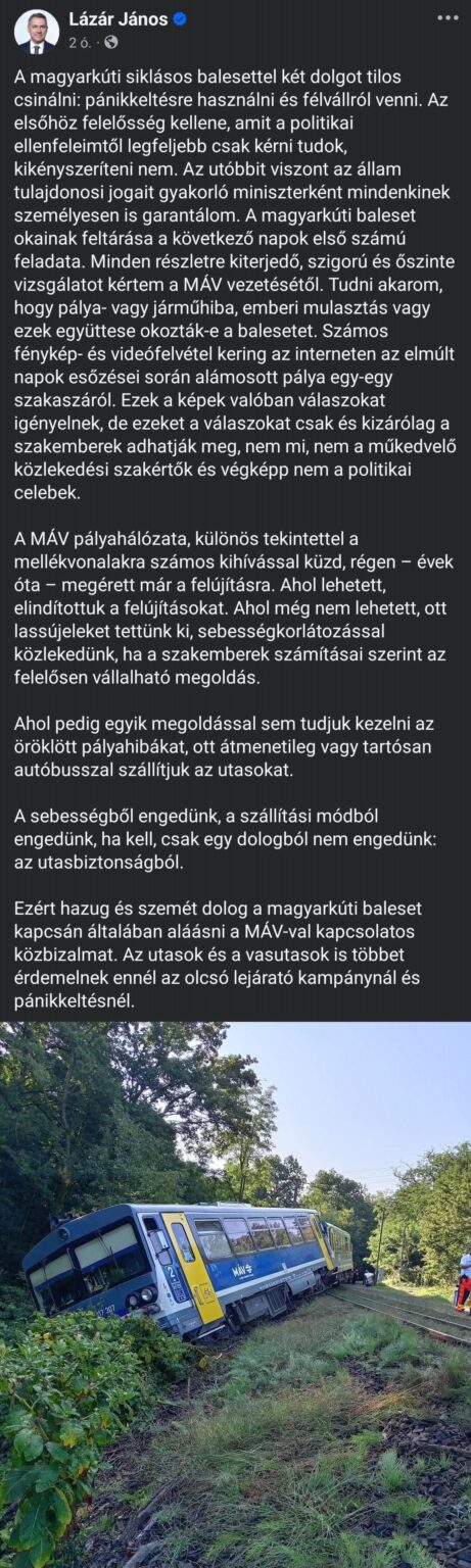 János Lázár – Bahnunfallreaktion János Lázár - Bahnunfallreaktion
