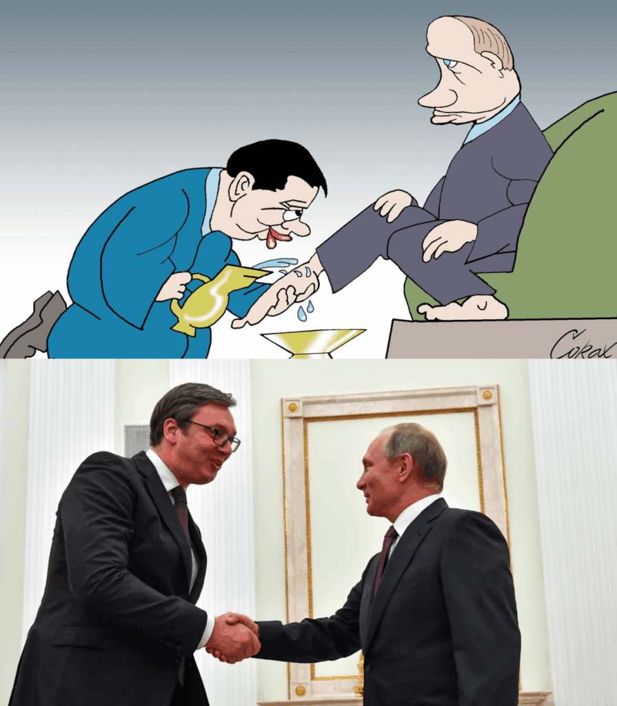 Gute alte Freunde (serbischer und russischer Präsident) [Caricature by Corax]