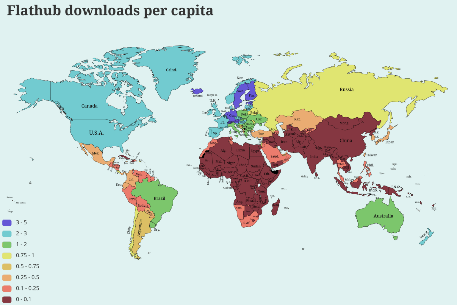 Flathub Downloads pro Kopf Downloads [OC]