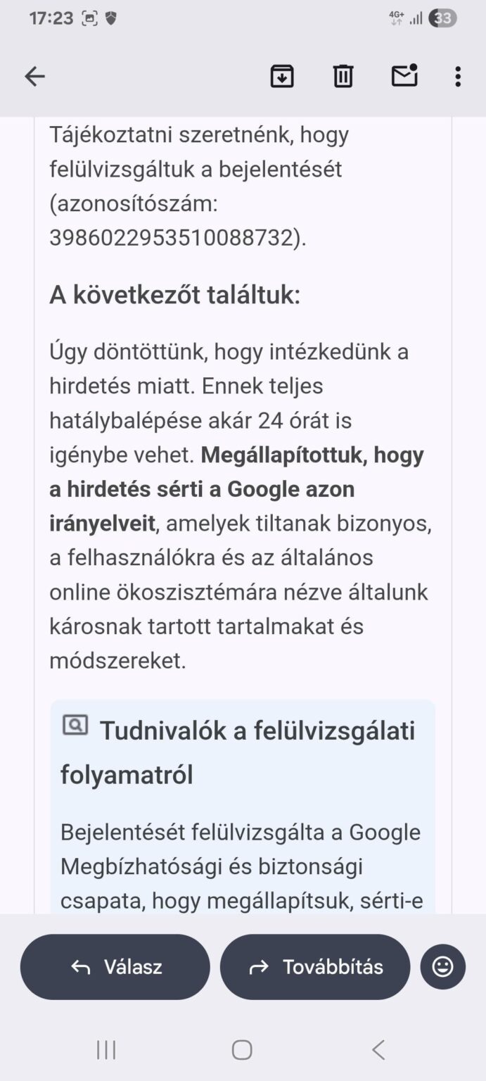 Nun, dann beginnen wir mit politischen Anzeigen. Für mich wird 4/2 von Google gelöscht