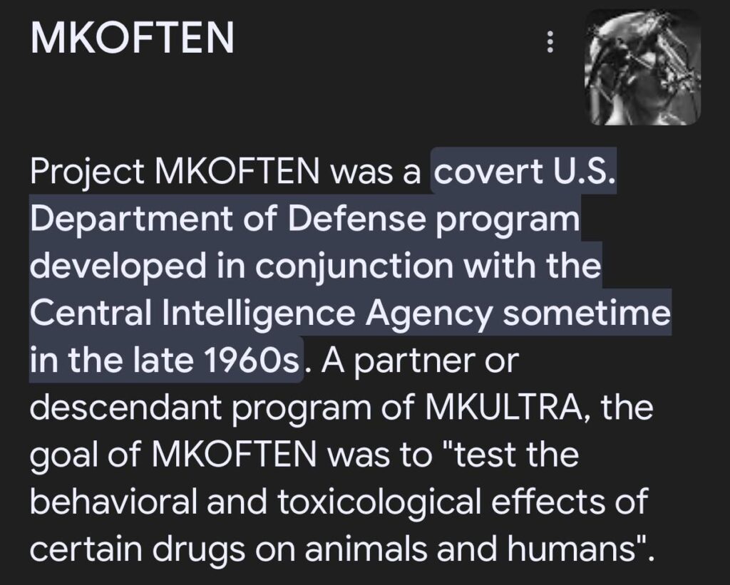 Sie haben von Mkultra gehört, aber haben Sie von Mkoften, Mkdelta oder MkSearch gehört?