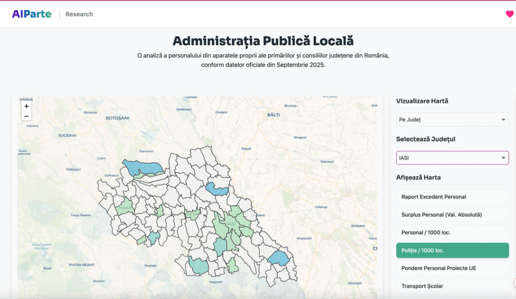 Gleichzeitig nahm ich die gestern von der rumänischen Regierung bereitgestellten Daten und machte einige grafische Analysen und Darstellungen auf UAT -Ebene in Bezug auf das überschüssige Personal der örtlichen Verwaltung.