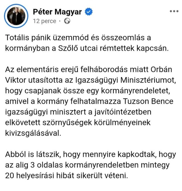 Abgeordneter: "Total Panic -Modus und Zusammenbruch in der Regierung über den Horror der Szőlő Street."