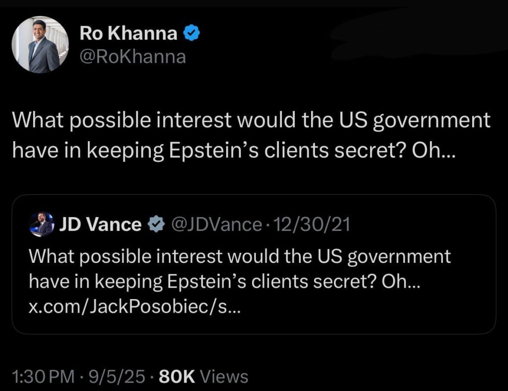 Ro Khanna ruft Jd Vance mit seinen eigenen Worten aus