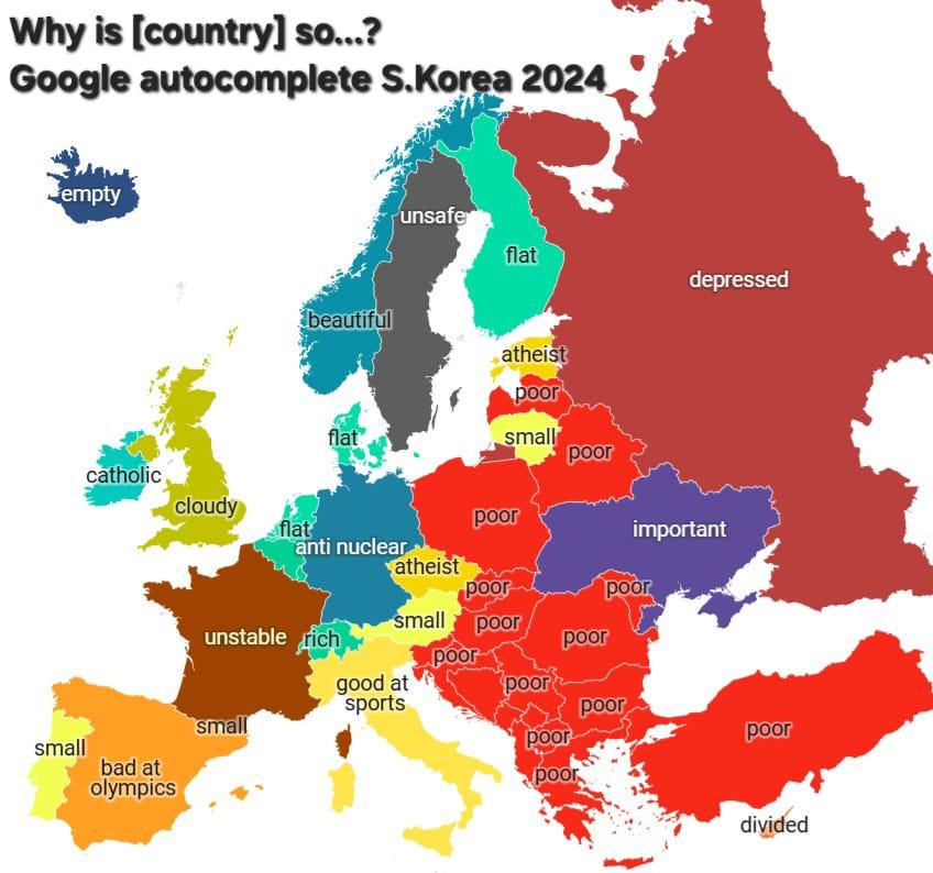 Warum ist es [country] Also...? Google AutoComplete Südkorea