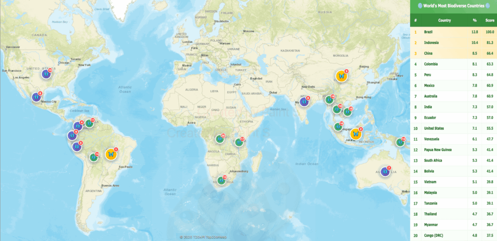 [OC]🌎 🦋Global Biodiversity Anteil - visualisiert (über T20API)