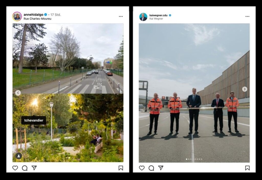 Paris gegen Berlin Bürgermeister auf Instagram: Das europäische Stadtplanungsspektrum in zwei Stellen