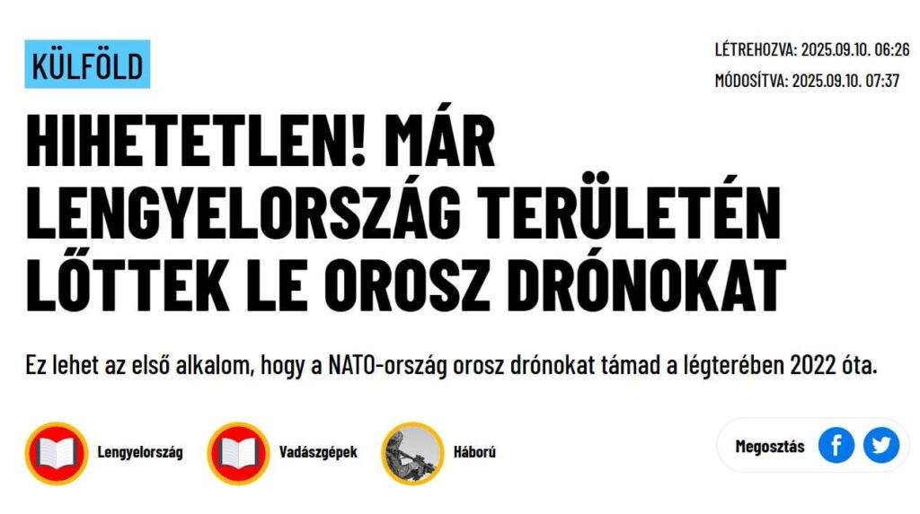 Fidesz Media: Polen greift russische Drohnen an