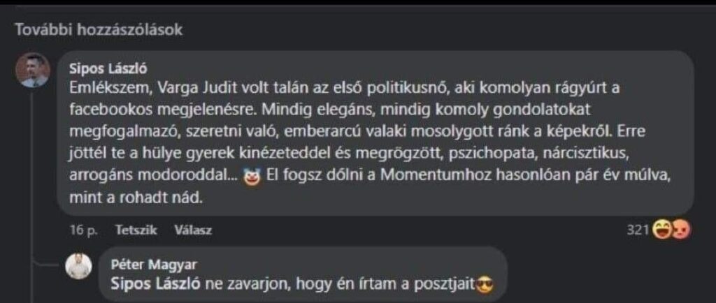 Wer wird die Beiträge von Judit Varga schreiben, wenn MP sie bisher geschrieben hat?