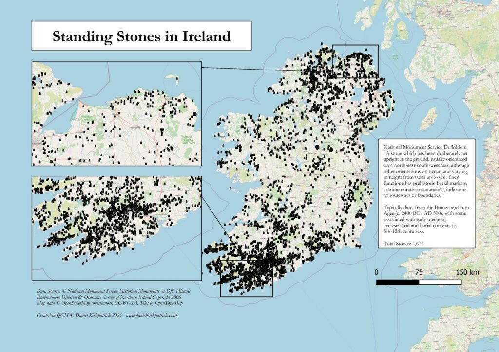 [OC] Verteilung der Standing Stones in Irland