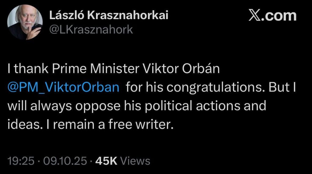László Krasznahorkai auf Twitter…