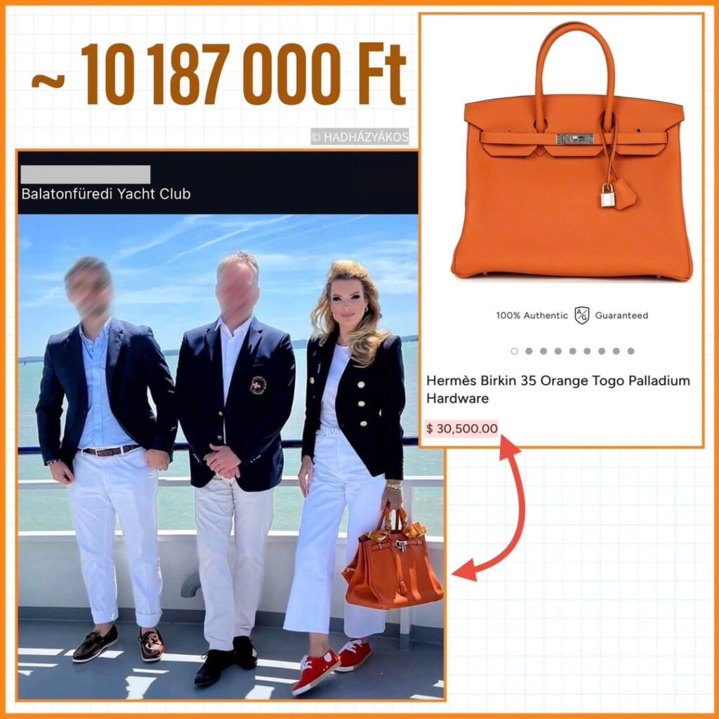 Die Nachrichtendirektorin von TV2, Vivienn Szalai (Hadhazy), trägt eine Tasche mit mehr als 10 Millionen Die Nachrichtendirektorin von TV2, Vivienn Szalai (Hadhazy), trägt eine Tasche mit mehr als 10 Millionen