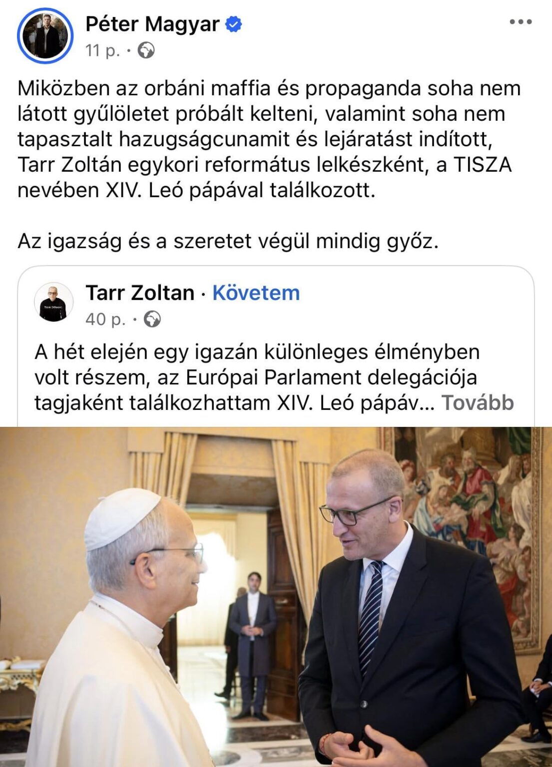 Zoltán Tarr als ehemaliger reformierter Pastor XIV. Leo traf Papst