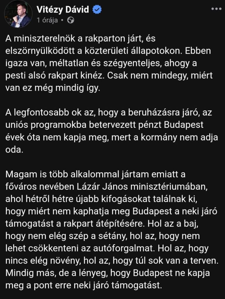Orbán wolle die Verantwortung wieder auf jemand anderen abwälzen, sagte ihm Vitézy