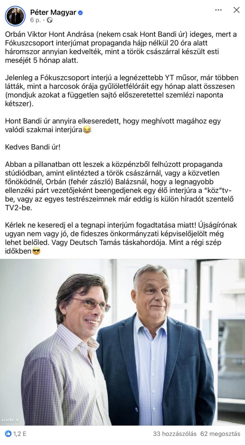 Péter Magyar: "Sehr geehrter Herr Bandi ..."