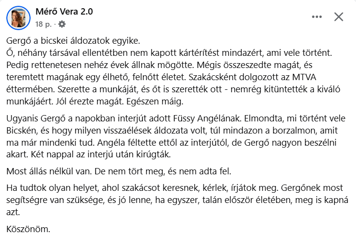 Eines der Bicske-Opfer sprach ihn mit seiner Arbeit an ... (Beitrag von Vera Mérő)