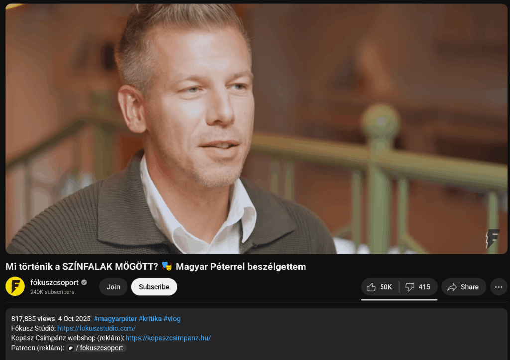 In 3 Tagen fast 1 Million Ansichten im Interview von Peter Magyar In 3 Tagen fast 1 Million Ansichten im Interview von Peter Magyar