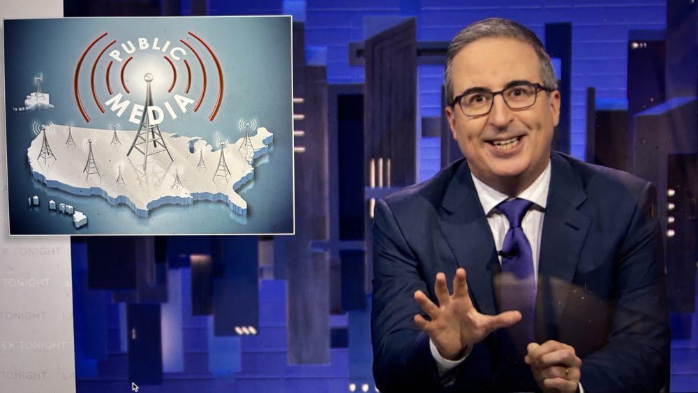 John Oliver startet „Last Week Tonight“-Auktion, die ein Originalgemälde von Bob Ross umfasst, um den öffentlich-rechtlichen Rundfunk zu unterstützen