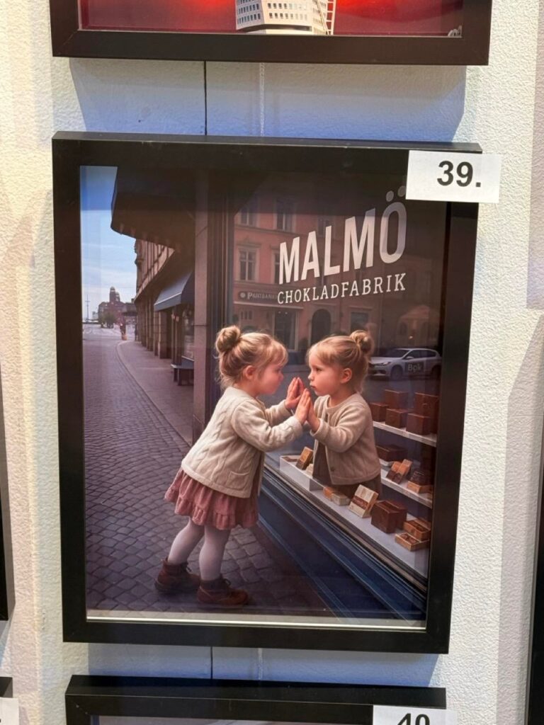 Künstler stellt KI-generierte Bilder im Einkaufszentrum in Malmö aus (gemischt mit Photoshop-Collage) Künstler stellt KI-generierte Bilder im Einkaufszentrum in Malmö aus (gemischt mit Photoshop-Collage)