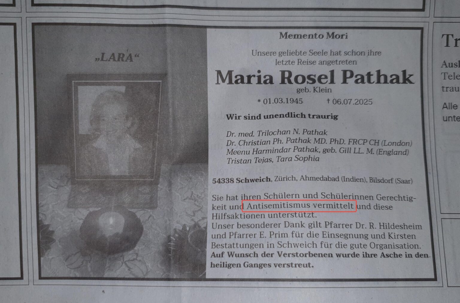 Aus der FAZ vom 29.11.2025 - Werden solche Traueranzeigen von der Redaktion eigentlich mal Korrektur gelesen?
