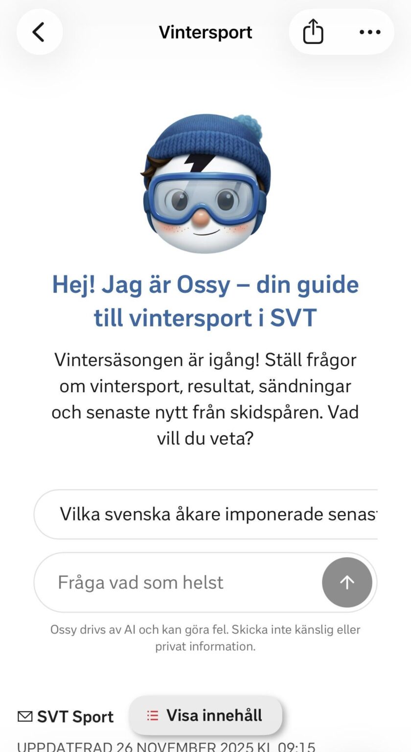 SVT hat offenbar einen Wintersport-Chatbot veröffentlicht? SVT hat offenbar einen Wintersport-Chatbot veröffentlicht?