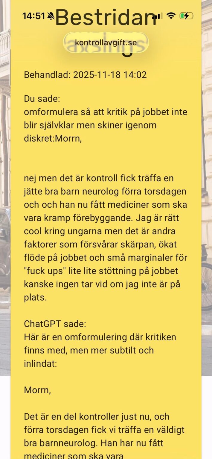 P-Bolag antwortet auf meinen Streit mit einer SMS von ChatGPT… in der es nicht einmal ums Parken geht??