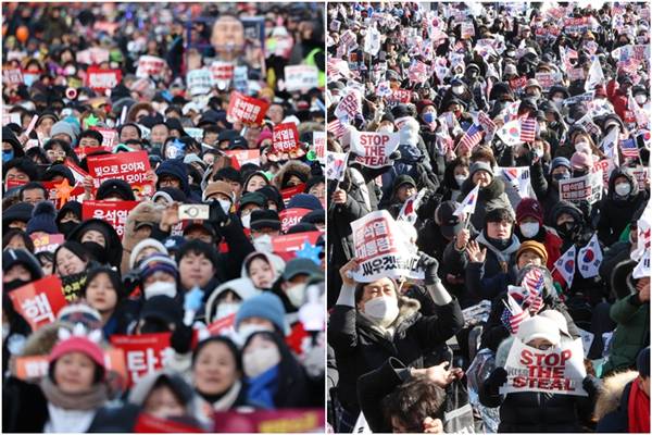 Konservative und liberale Gruppen veranstalten anlässlich des Jahrestags des Kriegsrechts Kundgebungen in Yeouido.