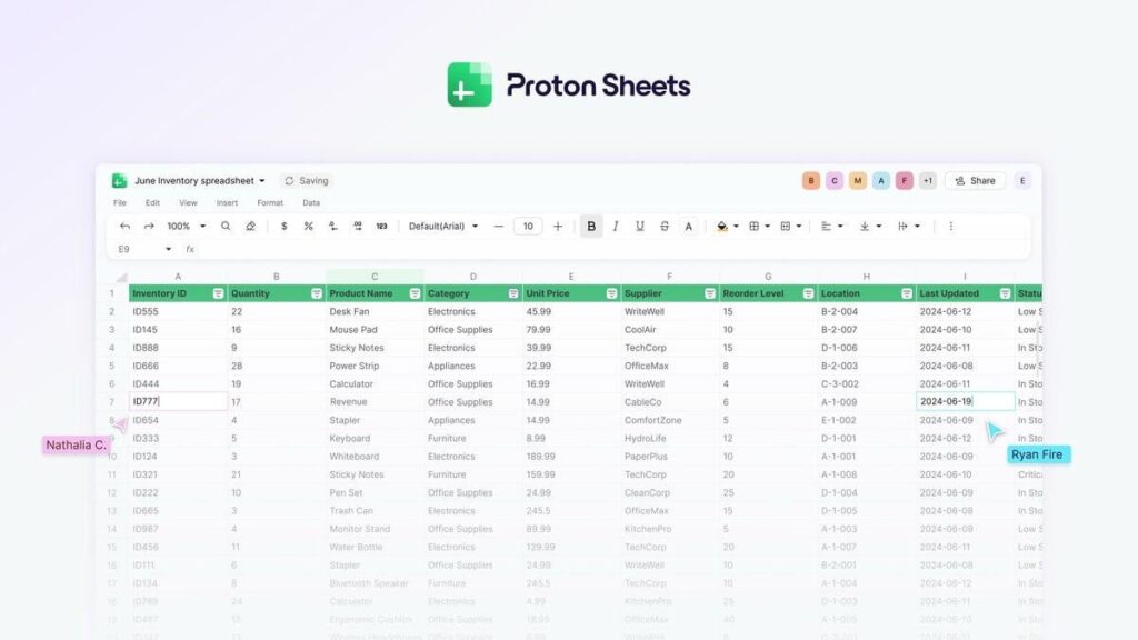 Proton Sheets: Proton greift Google Tabellen und Excel mit verschlüsselten Tabellen an