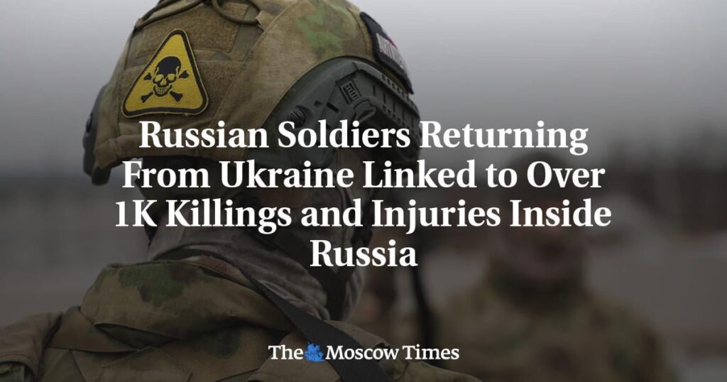 Aus der Ukraine zurückkehrende russische Soldaten werden mit über 1.000 Tötungen und Verletzungen in Russland in Verbindung gebracht Aus der Ukraine zurückkehrende russische Soldaten werden mit über 1.000 Tötungen und Verletzungen in Russland in Verbindung gebracht