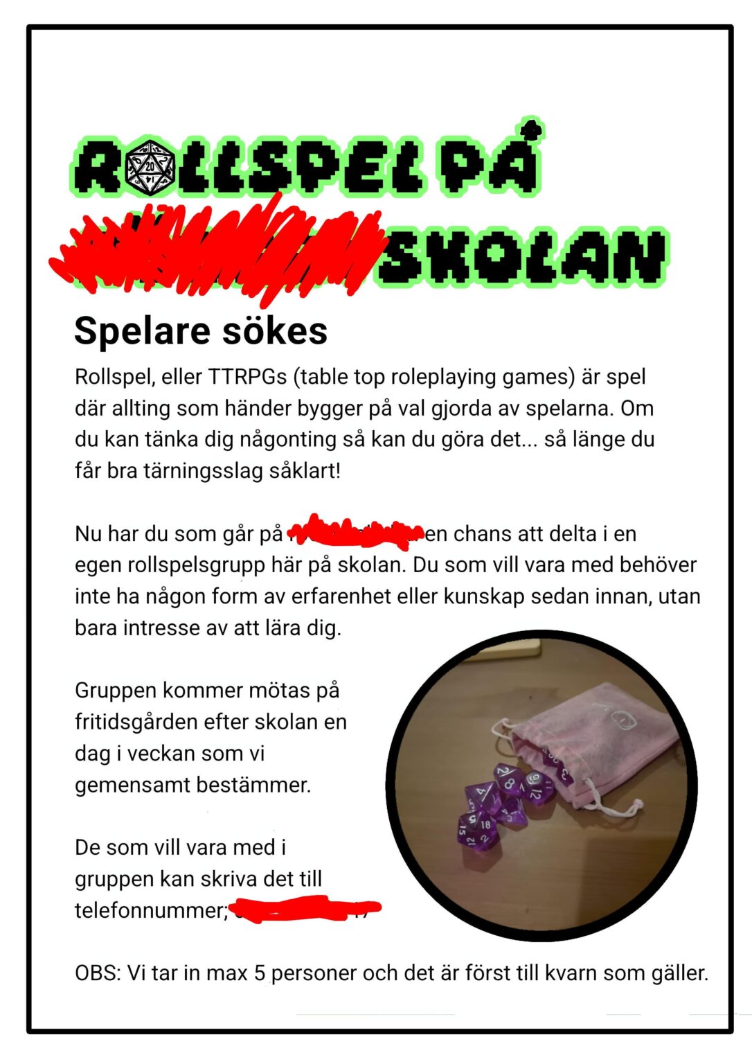 Offene Einladung zum Rollenspielclub. Kann ich es verbessern?