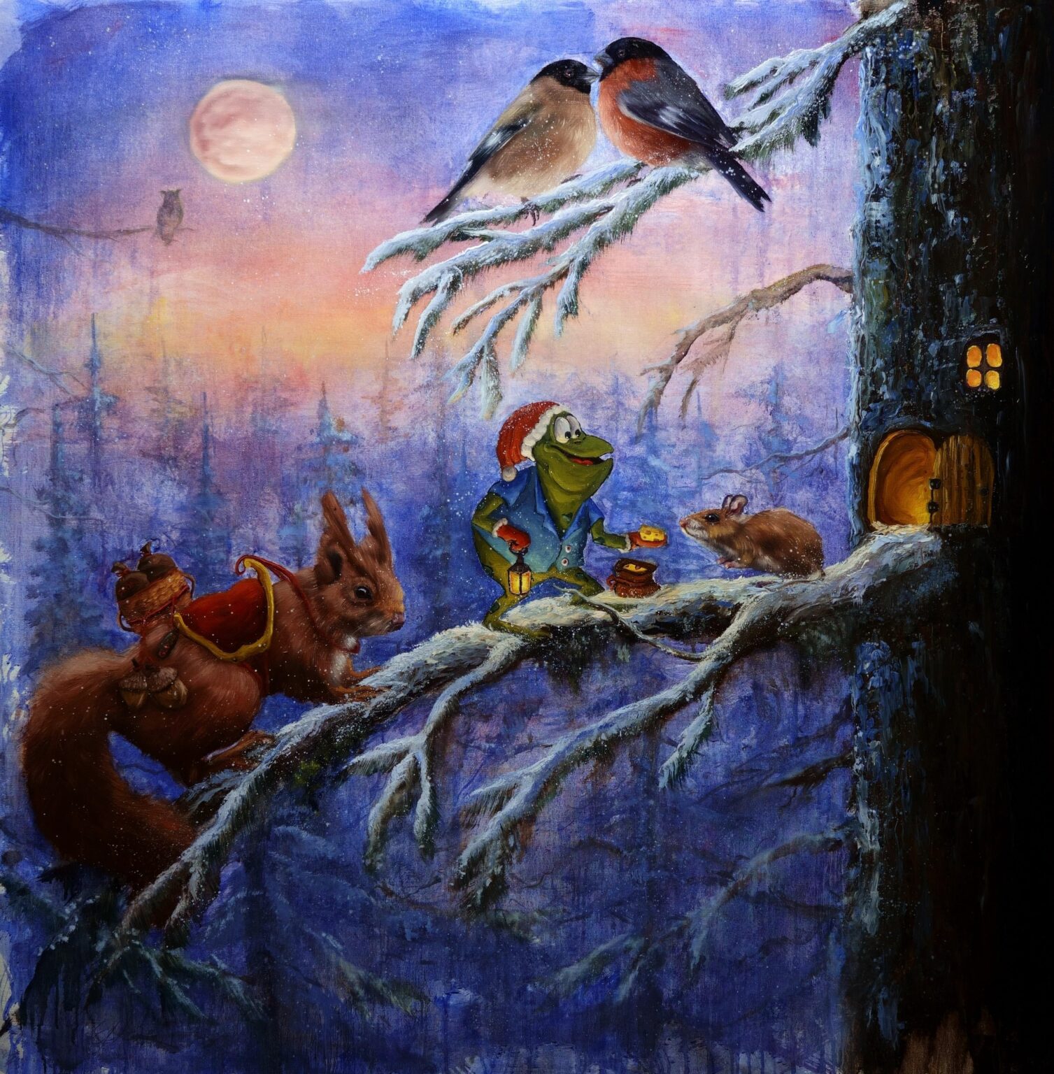 Frohe Weihnachten euch allen. Hier teile ich ein altes Froschball-Gemälde, das ich vor ein paar Jahren gemalt habe. / Du alter Vogelmaler. :) :)